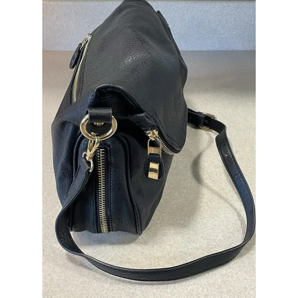 Moda Luxe Women’s Black Faux Leather Crossbody Bag Shoulder Bag Purse